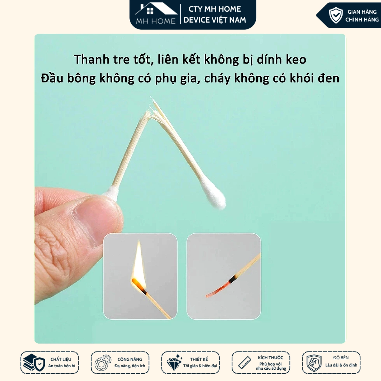 Combo 3 Hộp 500 tăm bông ngoáy tai thân gỗ tre mềm mại thân thiện với môi trường